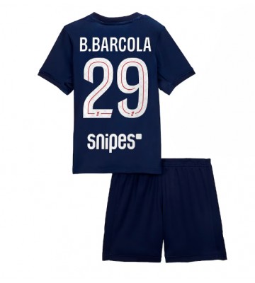 Paris Saint-Germain Bradley Barcola #29 Replik Heimtrikot Kinder 2025-26 Kurzarm (+ Kurze Hosen)